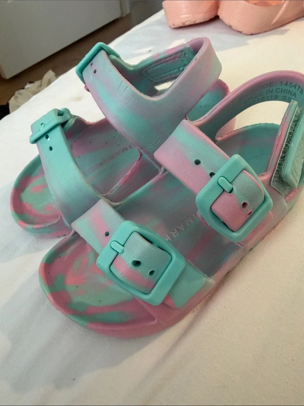 Primark Pink & Teal Kids Buckle Sandals